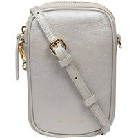 Pure Luxuries London Women's 'Alaina' Nappa Leather Cross Body Phone Bag in Metallic Silver