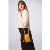 Conkca London Women's 'Leia' Leather Cross Body Phone Bag in Lemon