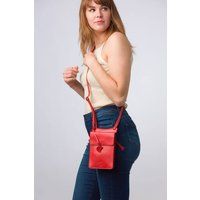 Conkca London Women's 'Milly' Leather Cross Body Phone Bag in Orange