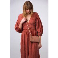 Conkca London Women's 'Winnie' Leather Cross Body Phone Clutch Bag in Taupe