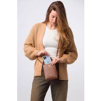 Pure Luxuries London Women's 'Kiana' Nappa Leather Cross Body Phone Bag in Light Tan