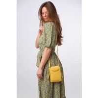 Pure Luxuries London Women's 'Kiana' Nappa Leather Cross Body Phone Bag in Lemon