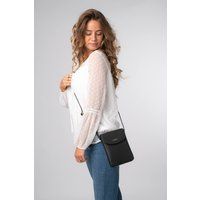 Pure Luxuries London Women's 'Lyra' Leather Cross Body Phone Bag in Black