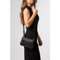 Cultured London Women's 'Laurel' Leather Cross Body Phone Bag in Black