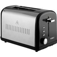 Tower Infinity 2-Slice Toaster with 7 Browning Settings, Defrost, Reheat and Cancel Functions, Removable Crumb Tray,  Stainless Steel, 900 W, Black