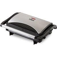 Tower Mini Panini Press Grill with Easy Clean Non-Stick Coated Plates, Automatic Temperature Control, Stainless Steel, 700 W, Silver/Black