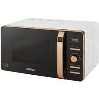 Tower Digital Solo Microwave with 6 Power Levels, 60 Minute Timer, Defrost Function, 800 W, 20 Litre, White and Rose Gold