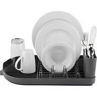 Tower T847000 Compact Dish Rack with Cutlery Rack, Draining Tray, Chrome Plated Stainless Steel, Easy Clean, Grey , 32 x 45 x 13 cm