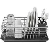 Tower T847001 Compact Dish Rack with Removable Cutlery Drainer, Grey