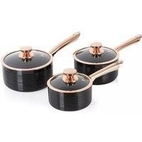 Tower Linear 3 Piece Non-Stick Aluminium Pan Set - Rose Gold.