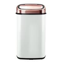 Tower Square Sensor Bin with Infrared Technology, Stainless Steel, White and Rose Gold, 58 Litre, White and Rose Gold