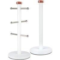 Tower T826002RW Linear Towel Pole and Mug Tree Set in White and Rose Gold - New