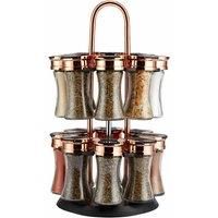 Tower T826021RM Rotating Spice Rack 16 Jars With Spices In Black And Rose Gold