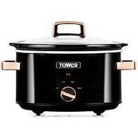 Tower T16018RG Stainless Steel Slow Cooker with 3 Heat Settings, Keep Warm Function, Tempered Glass Lid, Removable Ceramic Pot, 3.5 Litre, 210 W, Black and Rose Gold