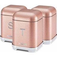 Tower T826015R Kitchen Storage Canisters, Glitz Range, Blush Pink, Set of 3