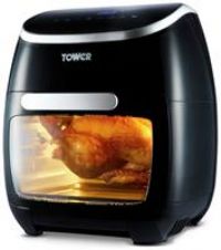 Tower T17039 Digital Air Fryer Oven, 11 Litre, Digital Display with 60 Minute Timer, Healthy Rotisserie Function, Oil Free Cooking, Rapid Air Circulation System, VORTX Frying Technology, Black