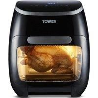 Tower T17039 Digital Air Fryer Oven, 11 Litre, Digital Display with 60 Minute Timer, Healthy Rotisserie Function, Oil Free Cooking, Rapid Air Circulation System, VORTX Frying Technology, Black