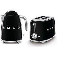 Smeg KLF03BLUK 1.7Ltr - 3kw Kettle and TSF01BLUK 2 Slice Toaster Set in Black, Comes with a Oria Blue Water Filter Jug Worth £14.99