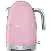 Smeg KLF04PKUK Jug Kettle with 7 Temperature Settings , 3KW, 1.7L & TSF03PKUK 4 Slice Toaster, Extra Wide Slots, Pink