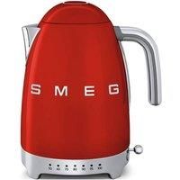 Smeg KLF04RDUK Jug Kettle with Acoustic Alarm, 3KW, 1.7L & TSF03RDUK 4 Slice Toaster, Extra Wide Slots, Red