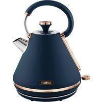 Tower T10044MNB Cavaletto 1.7 Litre Pyramid Kettle with Rapid Boil, Detachable Filter, Stainless Steel, 3000W, Midnight Blue and Rose Gold