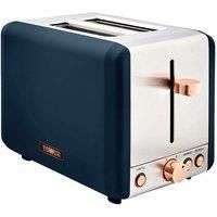 Tower T20036MNB Cavaletto 2-Slice Toaster with Defrost/Reheat, Stainless Steel, 850W, Midnight Blue and Rose Gold