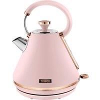 Tower T10044PNK Cavaletto Pyramid Kettle, Rapid Boil, 1.7 L, Stainless Steel, 3KW, Pink and Rose Gold
