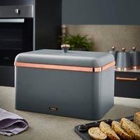 Tower T826130GRY Cavaletto Bread Bin Storage, Carbon Steel, Removable Lid, Grey and Rose Gold