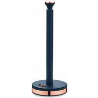 Tower T826133MNB Cavaletto Towel Pole Kitchen Roll Holder with Soft Underliner, Midnight Blue and Rose Gold