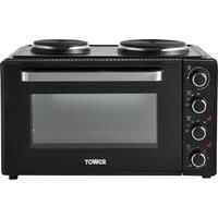 Tower T14045 42L Mini Oven with Hot Plates, 90 Min Timer, Black - Brand New