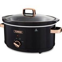 Tower T16019RG Stainless Steel Slow Cooker, 6.5 Litre, 270 W, Black & Rose Gold