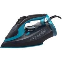 BLACK+DECKER BXIR22001GB Linen Care Steam Iron with Ceramic Soleplate, 2600W, Black and Aqua