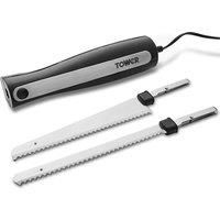 Tower T19028 Electric Knife with One Touch Operation, Ergonomic Design and Storage Case, 120W, Black
