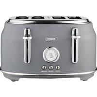 NEW Tower Stylish Renaissance 4 Slice Toaster, 1630W, Grey