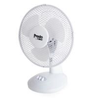 Presto by Tower PT600001 9 Inch Desk Fan with 2 Speeds, Rotary Oscillation, 20W, White