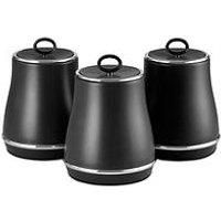 Tower T826176BLK Renaissance Set of 3 Storage Canisters for Coffee/Sugar/Tea, 1.5L, Black