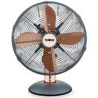 Tower Cavaletto T611000G 12 Inch Metal Desk Fan, Rose Gold and Grey - Brand New
