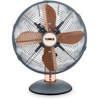 Tower Cavaletto T611000G 12 Inch Metal Desk Fan, Rose Gold and Grey - Brand New