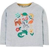 Frugi Girls Bethany Applique Top - Grey