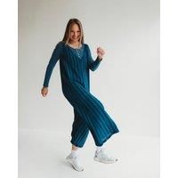 Grace Navy Check Print Reversible Wide Leg Jumpsuit