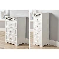 Home Source White Wooden Chest Storage Unit Bedroom Organiser Bedside Tallboy, 3 Drawer