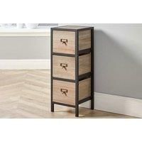 Home Source Solid Wood Chest Storage Unit Bedroom Office Organiser Metal Frame, 3 Drawer
