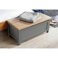 Grey Oak Ottoman Storage Chest Toy Chest Blanket or Bedding Box Safety Hinge