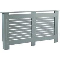 Home Source Radiator Cover Wooden MDF Wall Cabinet Shelf Slatted Grill Modern, Grey, Small