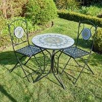 Homesource Bistro Set Patio Garden Furniture Table and 2 Chairs Metal, Black, (W) 61cm (D) 61cm (H) 71cm
