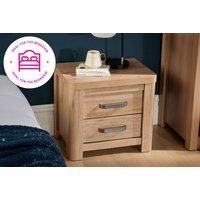 Bedside 2 Storage Drawers Wood Nightstand End Table Bedroom Furniture Oak Effect