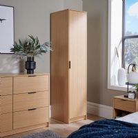 Wardrobe 1 Door Space Saving Oak Effect Bedroom Home Furniture Clothing Storage