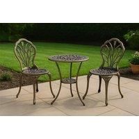 Laurel Brown Bistro Set - Weather-Resistant Floral Table and Two Chairs