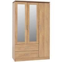 Seconique Charles 3 Door 2 Drawer Wardrobe - Oak Effect Veneer