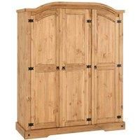Seconique Corona 3 Door Wardrobe - Distressed Waxed Pine